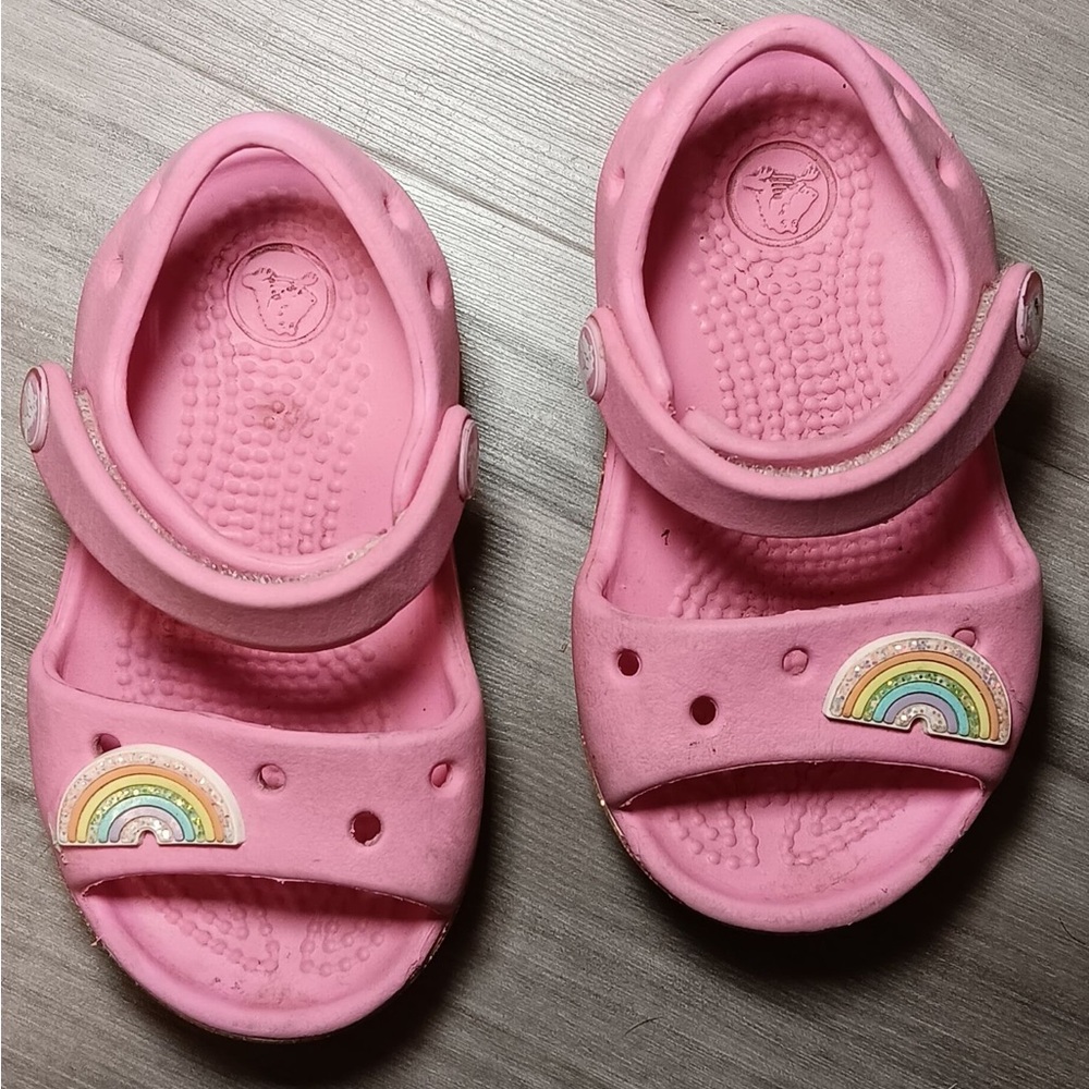 Kids Pink Sandals with Rainbow Design - Picture 2 of 5